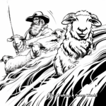 Abstract Artistic Shepherd and Sheep Coloring Pages 3