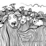 Abstract Artistic Shepherd and Sheep Coloring Pages 4