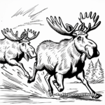 Action-Packed Moose Chase Coloring Pages 1
