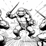 Action-Packed Ninja Turtles Fight Scene Coloring Pages 1
