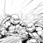 Action-Packed Ninja Turtles Fight Scene Coloring Pages 2