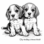 Adorable Beagle Puppies Coloring Pages 1