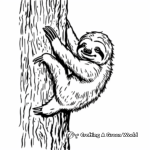 Adorable Sloth Hanging on Tree Coloring Pages 3