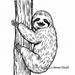 Adorable Sloth Hanging on Tree Coloring Pages 4