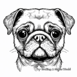Adoreable Pug Dog Face Coloring Pages 2