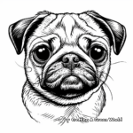 Adoreable Pug Dog Face Coloring Pages 3