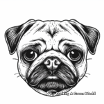Adoreable Pug Dog Face Coloring Pages 4