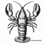 Antique Style Lobster Illustration Coloring Page 3