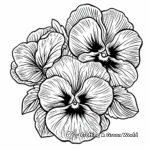 Art Nouveau Inspired Pansy Coloring Sheets 2