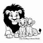 Baby Lion and Mom Coloring Pages 1
