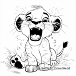 Baby Lion Learning to Roar Coloring Pages 1