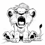 Baby Lion Learning to Roar Coloring Pages 2