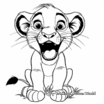 Baby Lion Learning to Roar Coloring Pages 3