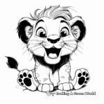 Baby Lion Learning to Roar Coloring Pages 4