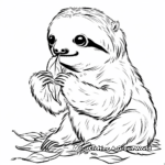 Baby Sloth Eating Leaves Coloring Pages 1