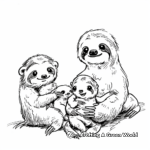 Baby Sloth Family Coloring Pages: Mother, Father, and Baby 3