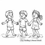 Barefoot in August: Children Playing Coloring Pages 1