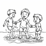 Barefoot in August: Children Playing Coloring Pages 3