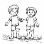 Barefoot in August: Children Playing Coloring Pages 4