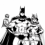 Batman Family Coloring Pages: Batman, Batwoman, and Robins 1