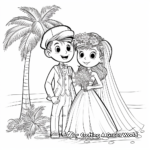 Beach Wedding Bride and Groom Coloring Pages 3