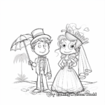 Beach Wedding Bride and Groom Coloring Pages 4