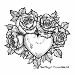 Beautiful Valentine's Heart Rose Bouquet Coloring Pages 1