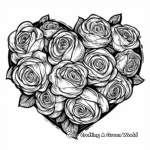 Beautiful Valentine's Heart Rose Bouquet Coloring Pages 2