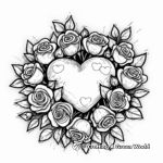 Beautiful Valentine's Heart Rose Bouquet Coloring Pages 3