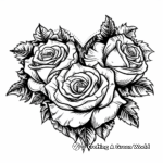 Beautiful Valentine's Heart Rose Bouquet Coloring Pages 4