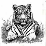 Bengal Tiger with Prey Coloring Pages 3