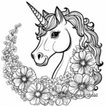 Blooming Flowers and Unicorn Coloring Pages 3
