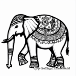 Bohemian Decorative Tribal Elephant Coloring Pages 1
