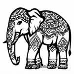 Bohemian Decorative Tribal Elephant Coloring Pages 4