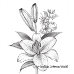 Botanical Royal Lily Adult Coloring Pages 3