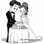 Bride and Groom Cutting the Cake Coloring Pages 2