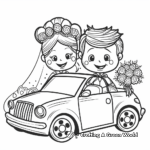 Bride and Groom Riding Off in a Car Coloring Pages 4