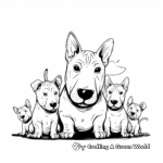 Bull Terrier Puppy Family: Mother, Father, and Pups Coloring Pages 1