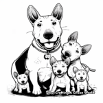 Bull Terrier Puppy Family: Mother, Father, and Pups Coloring Pages 2