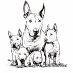 Bull Terrier Puppy Family: Mother, Father, and Pups Coloring Pages 3