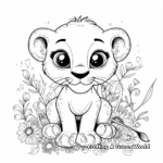 Charming Baby Lion with Floral Detailing Coloring Pages 2