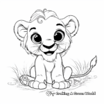 Charming Cartoon Design Baby Lion Coloring Pages 1