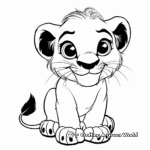 Charming Cartoon Design Baby Lion Coloring Pages 2