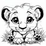 Charming Cartoon Design Baby Lion Coloring Pages 3