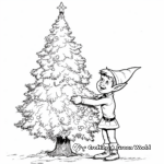 Cheerful Elf Tending Christmas Tree Coloring Pages 4
