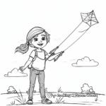Cheerful Kite Flying Scene Coloring Pages 3