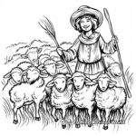 Cheerful Shepherd with Flock Coloring Pages 3