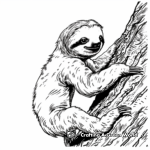 Chubby Baby Sloth Climbing Tree Coloring Pages 1