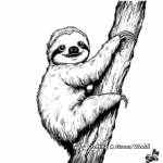 Chubby Baby Sloth Climbing Tree Coloring Pages 2