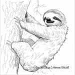 Chubby Baby Sloth Climbing Tree Coloring Pages 4